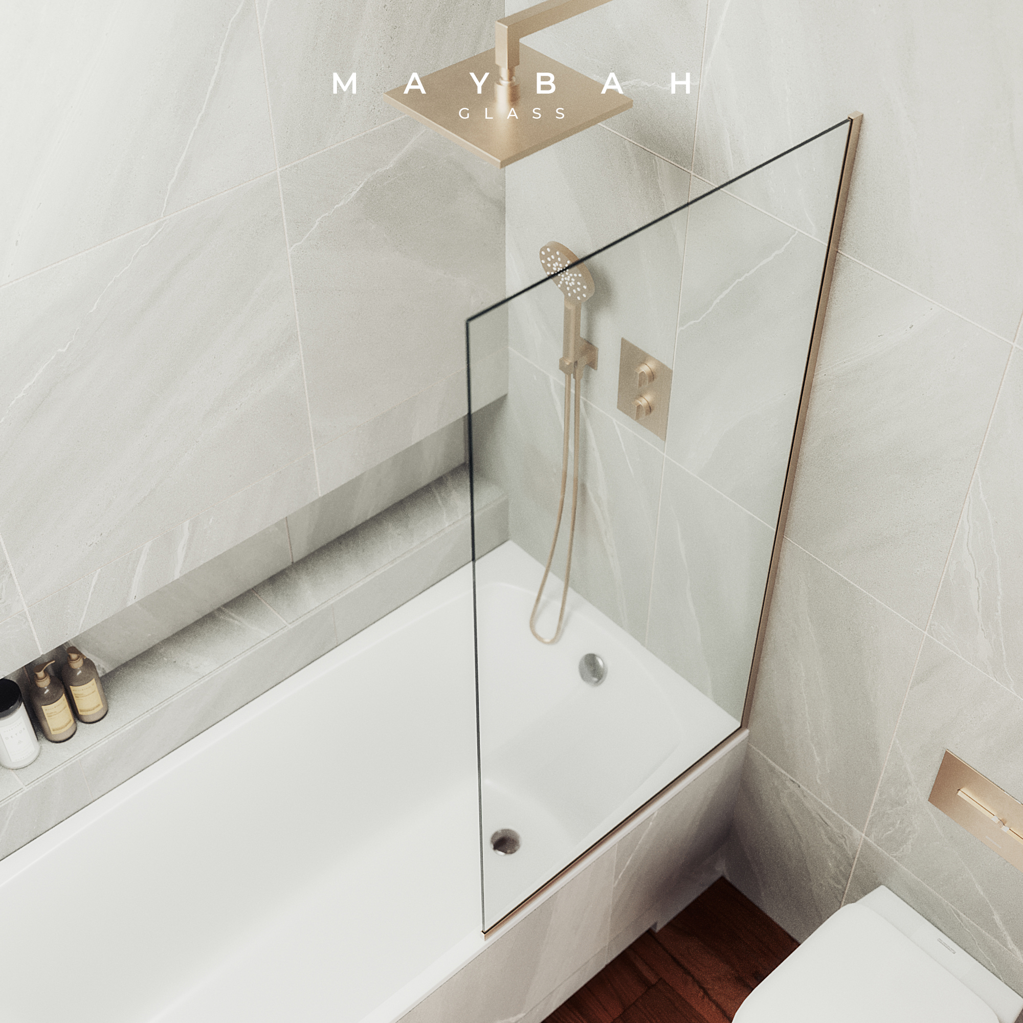 Шторка для ванны MaybahGlass 30х140 MGV-248-2у стекло прозрачное, профиль бронза - фото 4