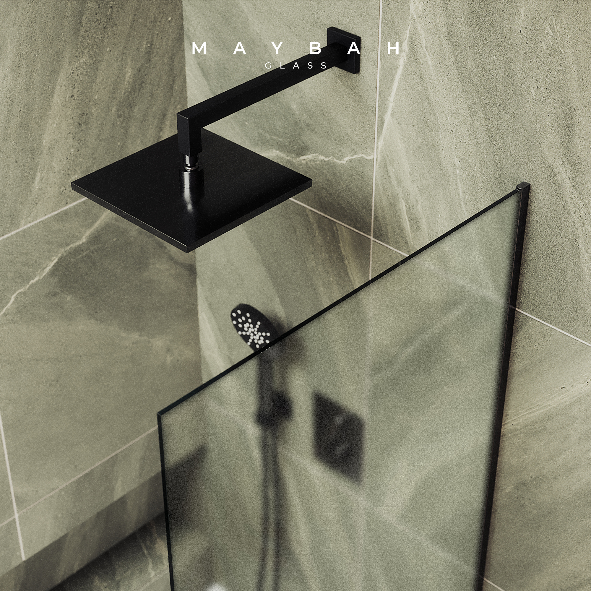 Шторка для ванны MaybahGlass 30х140 MGV-253-6у стекло сатин, профиль черный - фото 4