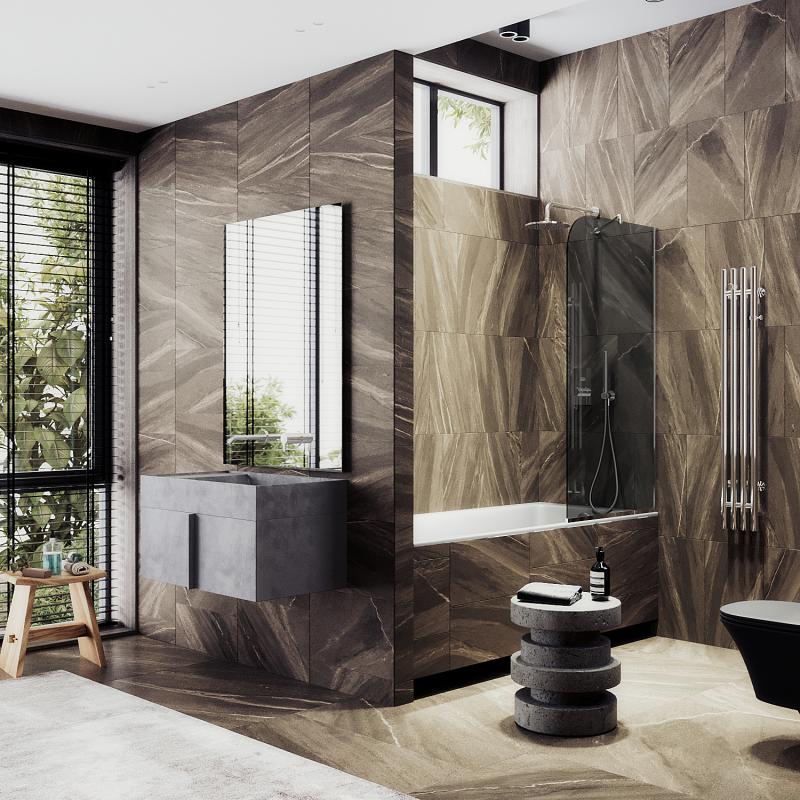 Шторка для ванны MaybahGlass 50x140 MGV-79-4у стекло графит профиль хром глянцевый 6256₽