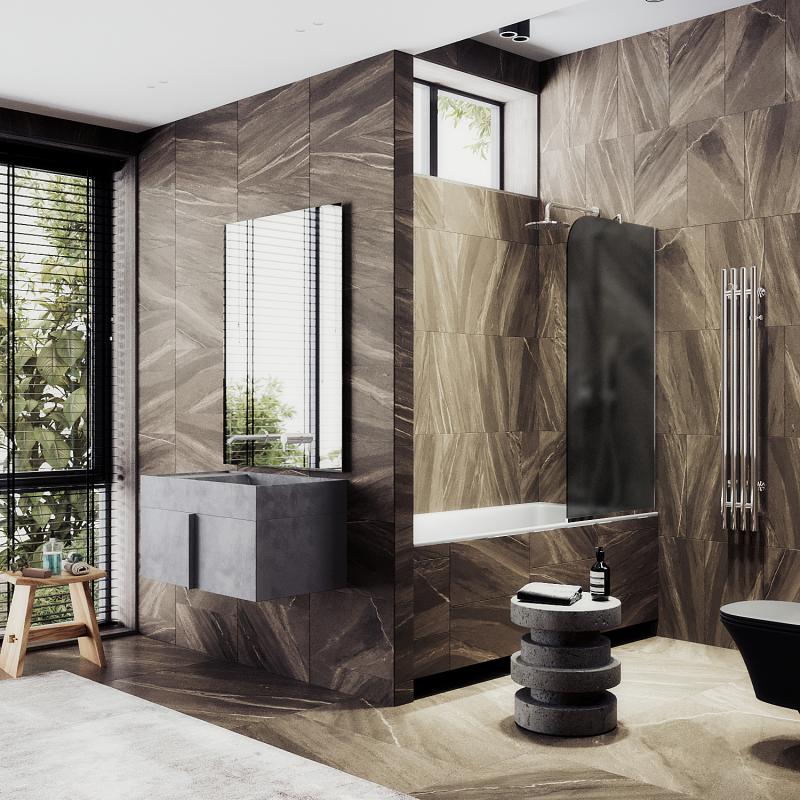 Шторка для ванны MaybahGlass 50x140 MGV-85-4у стекло графит матовый профиль хром глянцевый 6701₽