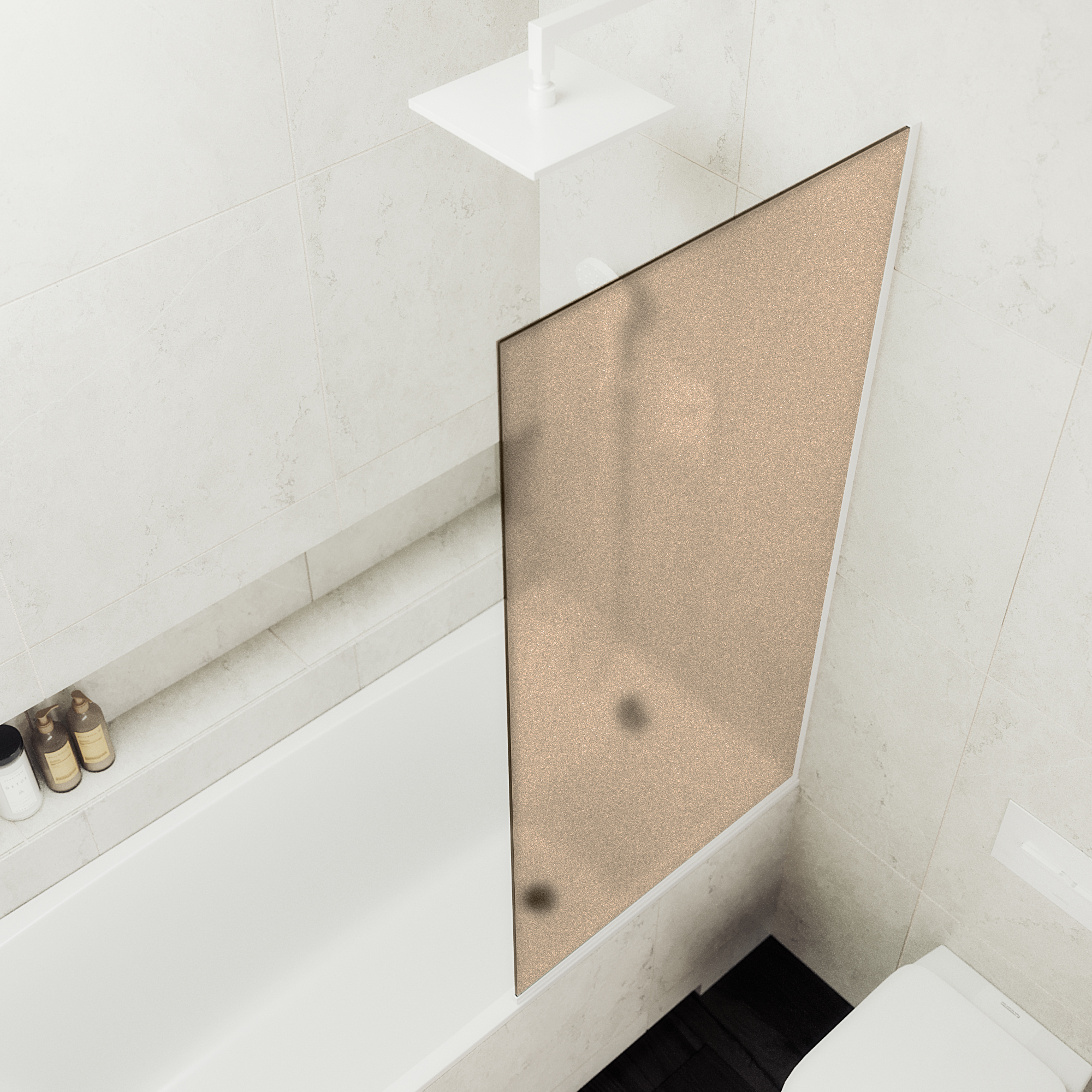 Шторка для ванны MaybahGlass 60х140 MGV-74-1у стекло бронза матовая, профиль белый - фото 3