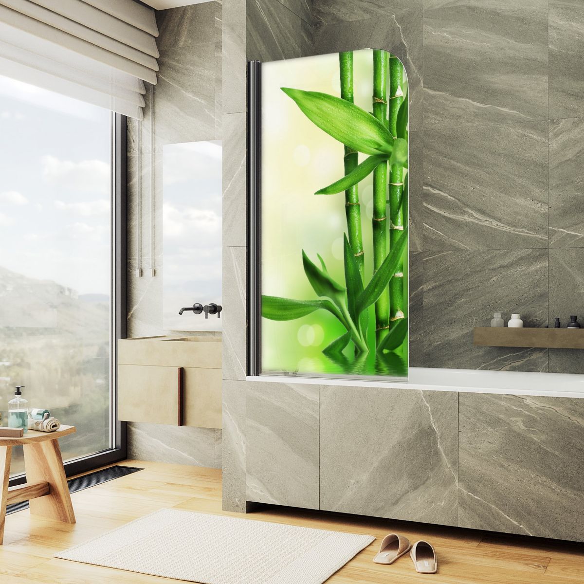 Шторка для ванны MaybahGlass 60x140 MGV-928-ФП018-6 стекло с фотопечатью профиль черный 12019₽