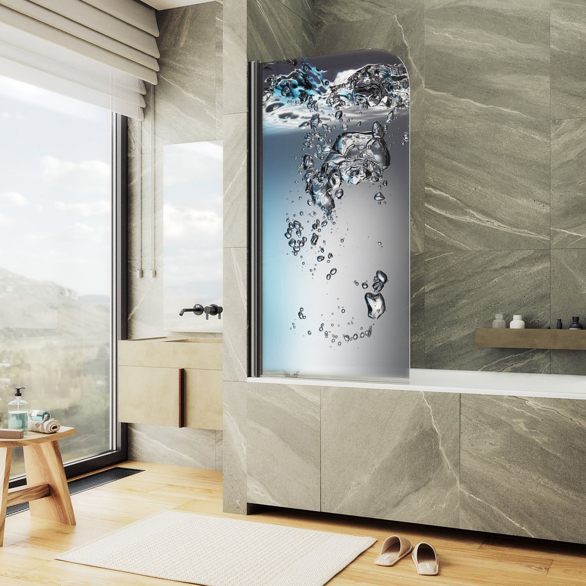 Шторка для ванны MaybahGlass 70x140 MGV-929-ФП010-6 стекло с фотопечатью профиль черный 13111₽