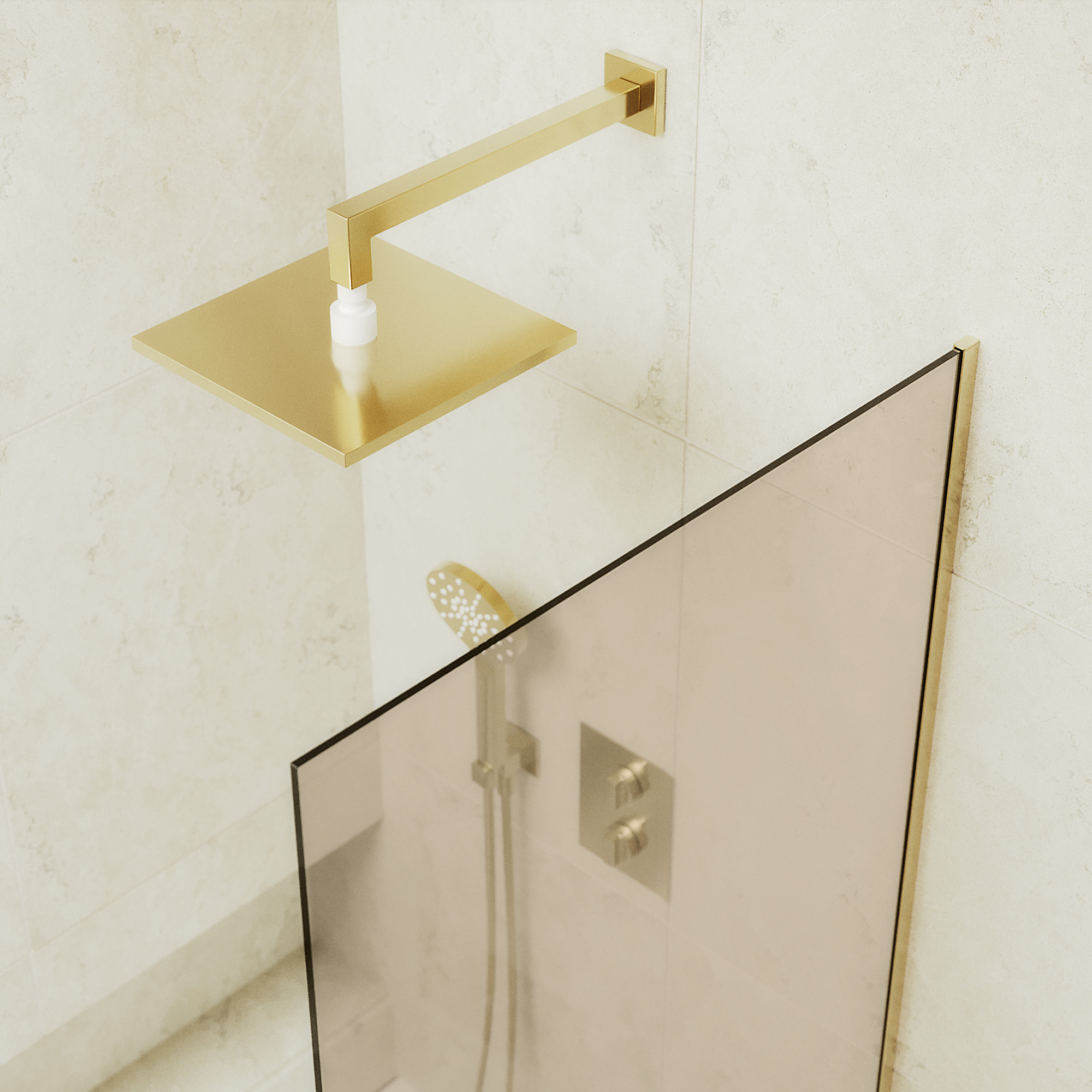 Шторка для ванны MaybahGlass 80х140 MGV-70-3у стекло бронза, профиль золото - фото 4