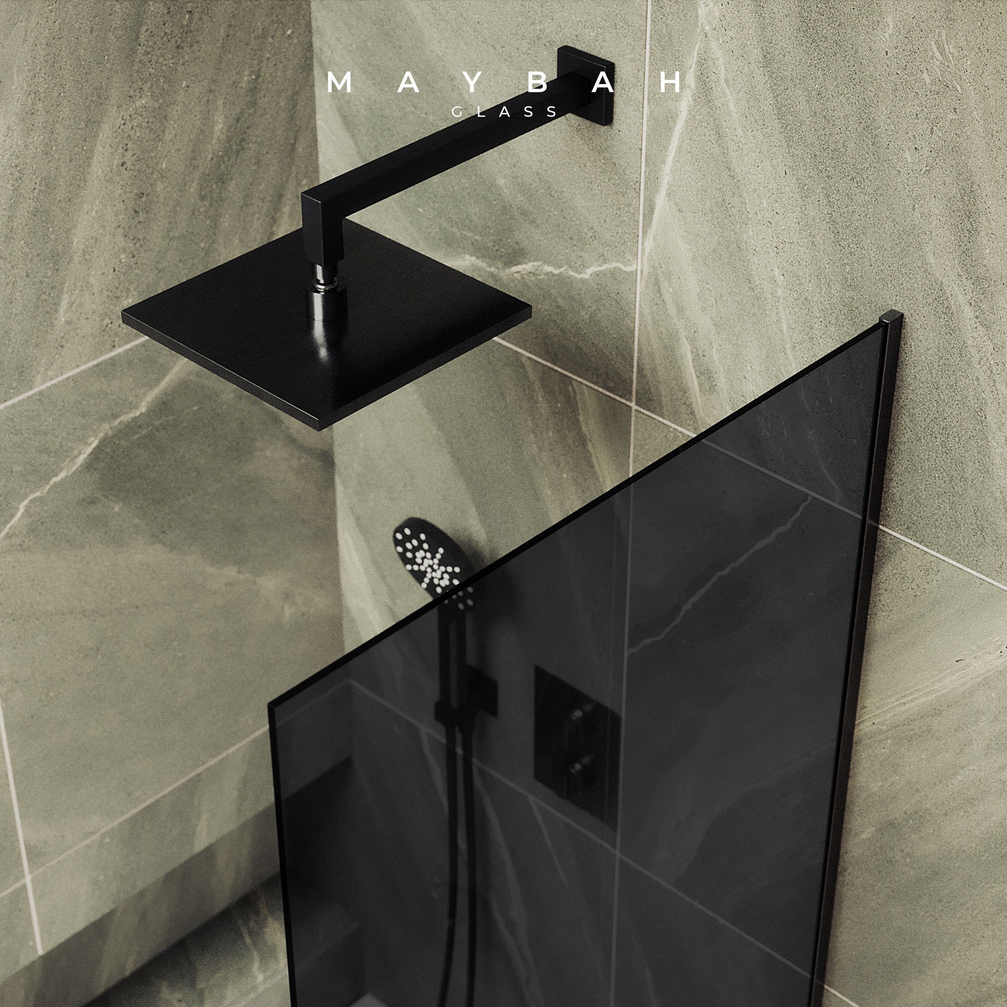 Шторка для ванны MaybahGlass 80х140 MGV-82-6у стекло графит, профиль черный - фото 4