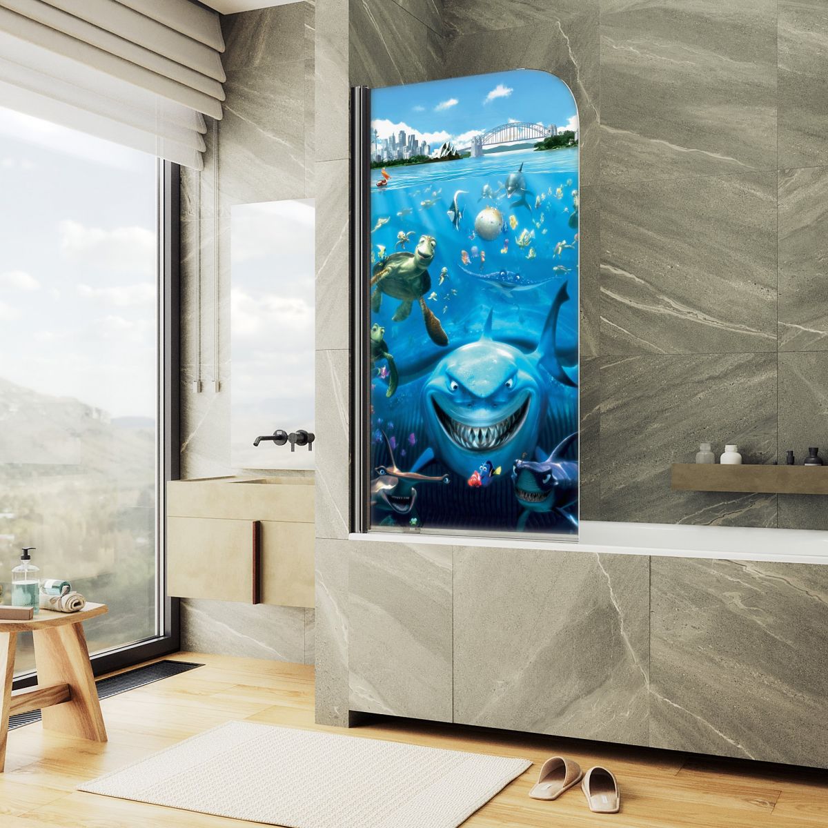 Шторка для ванны MaybahGlass 80x140 MGV-930-ФП005-6 стекло с фотопечатью профиль черный 13634₽