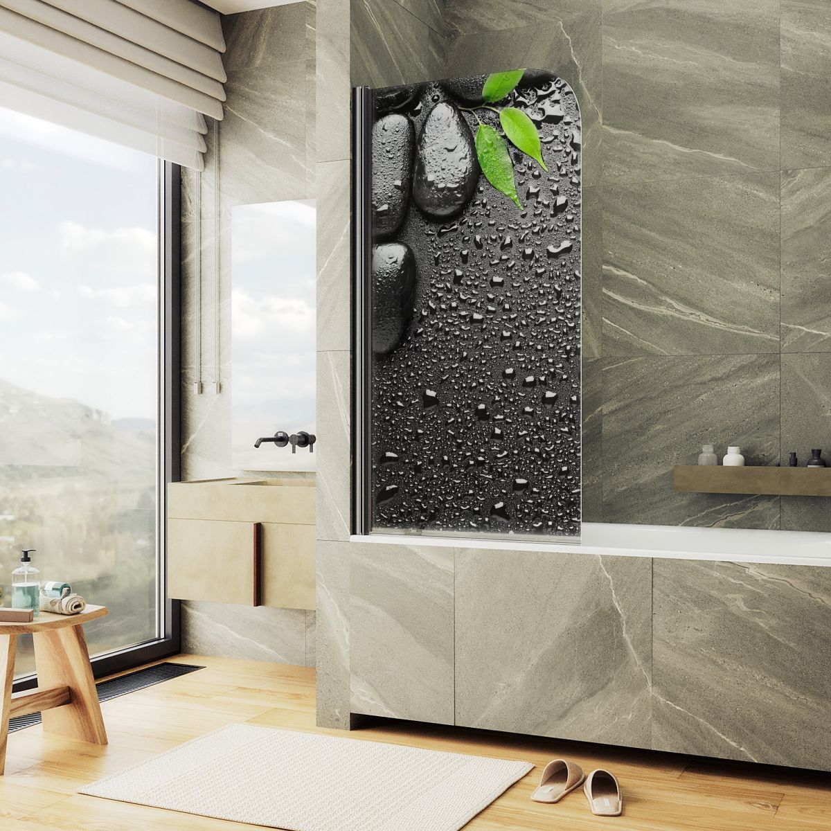 Шторка для ванны MaybahGlass 80x140 MGV-930-ФП006-6 стекло с фотопечатью профиль черный 13634₽