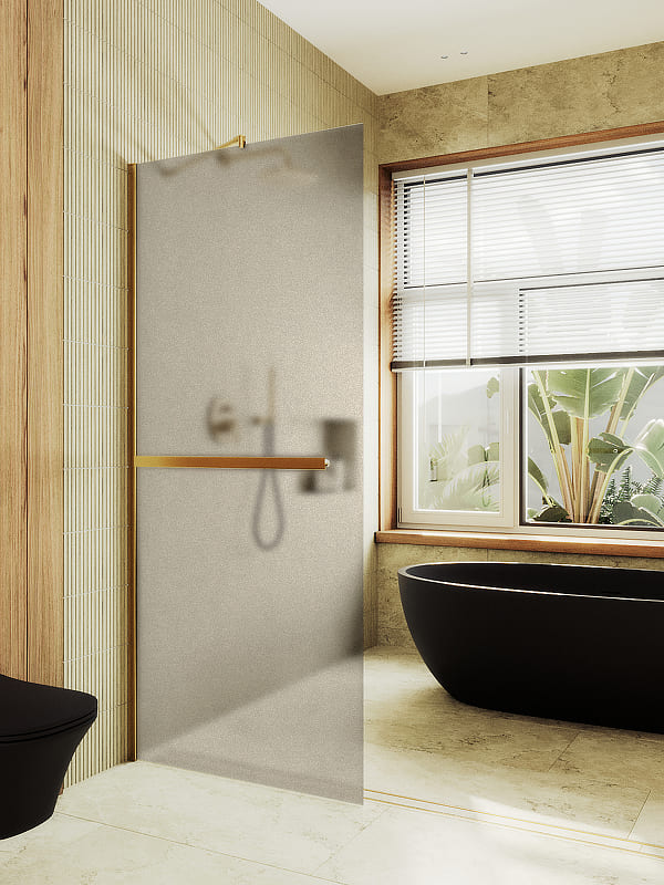 Душевая перегородка MaybahGlass 99x195 MGD-1460-3ш стекло бронза матовая профиль золото 22699₽