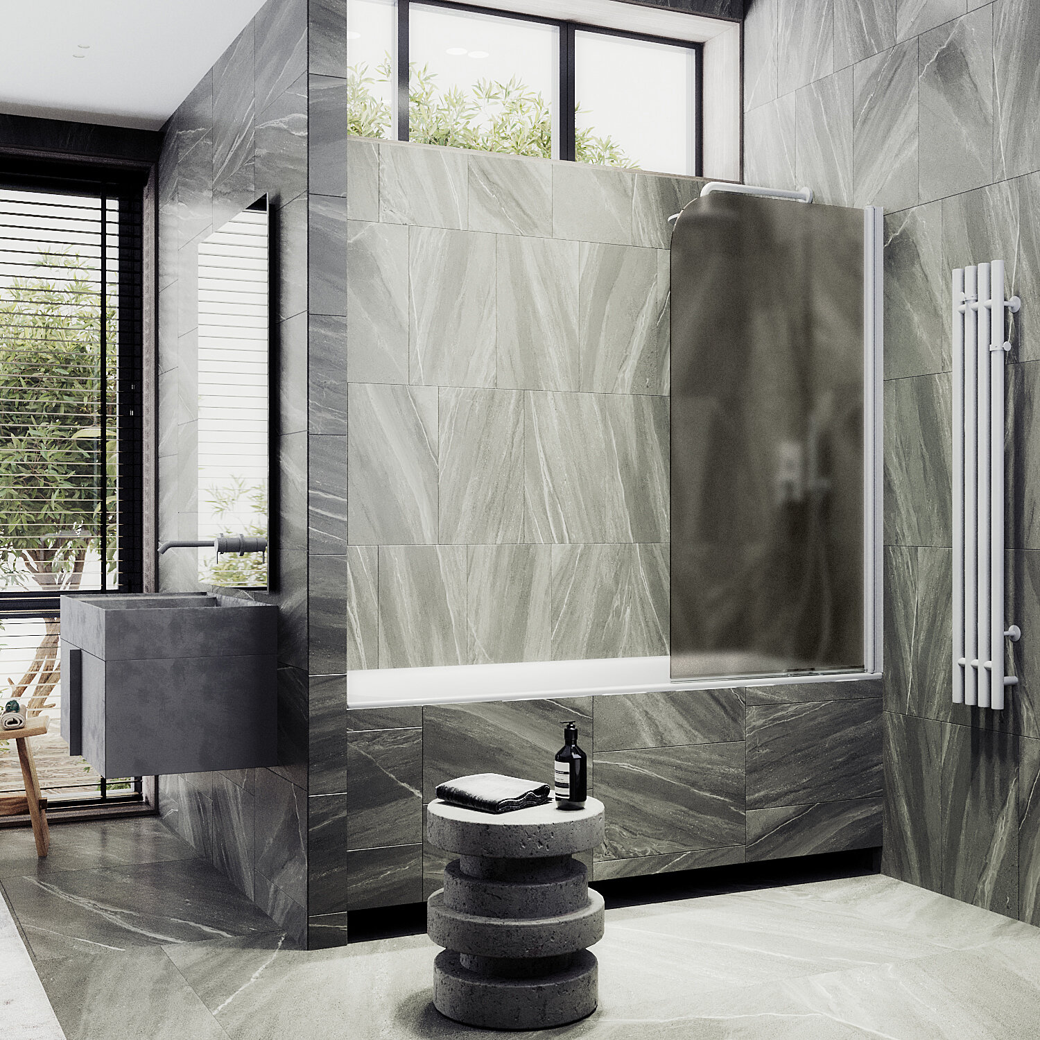 Шторка для ванны MaybahGlass 40х140 MGV-602-1 стекло бронза матовая профиль белый 7001₽