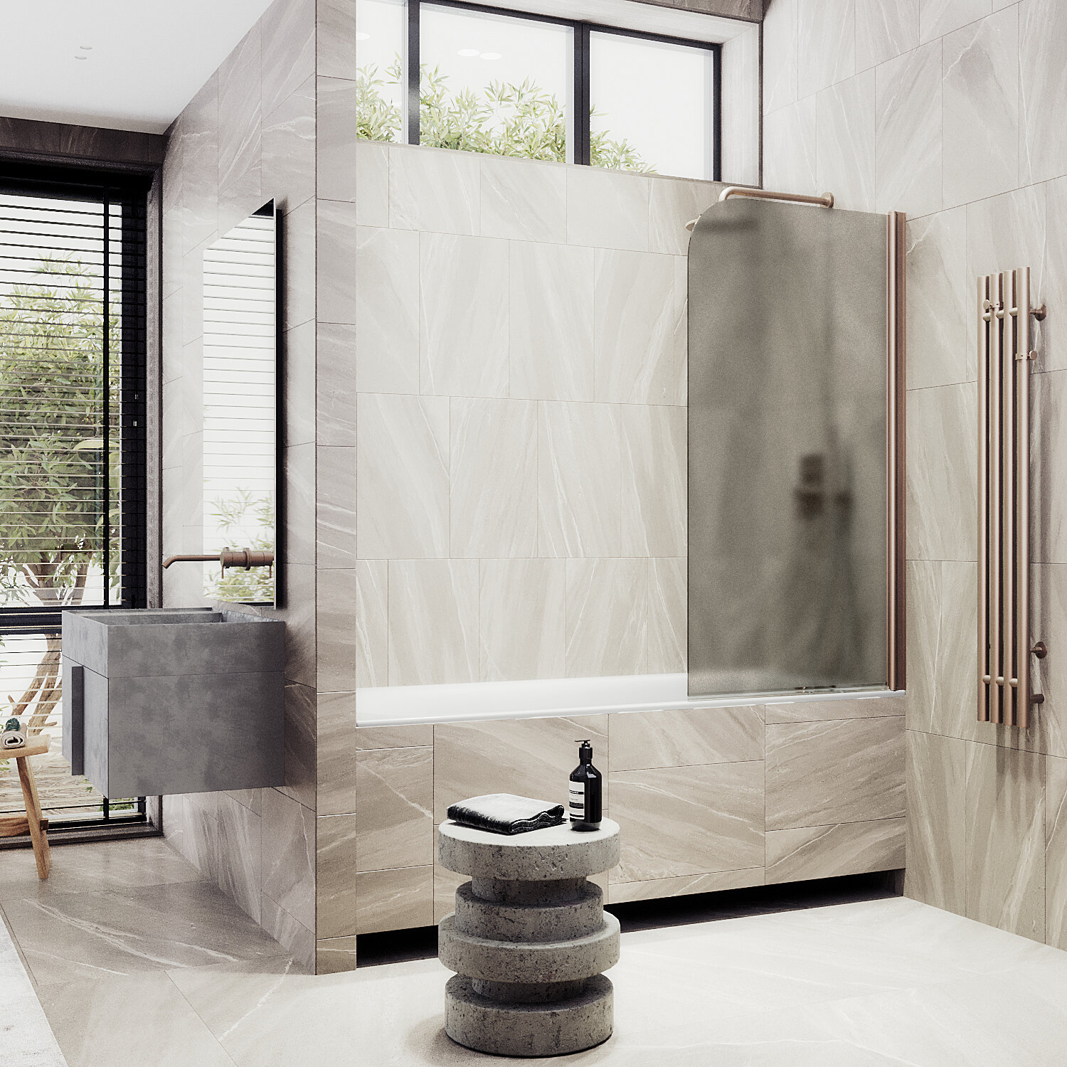 Шторка для ванны MaybahGlass 40х140 MGV-602-2 стекло бронза матовая профиль бронза 7001₽