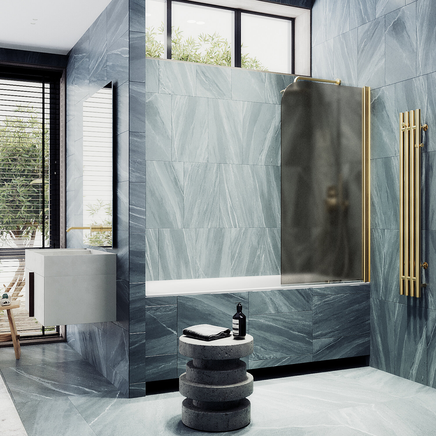 Шторка для ванны MaybahGlass 40х140 MGV-602-3 стекло бронза матовая профиль золото 7001₽