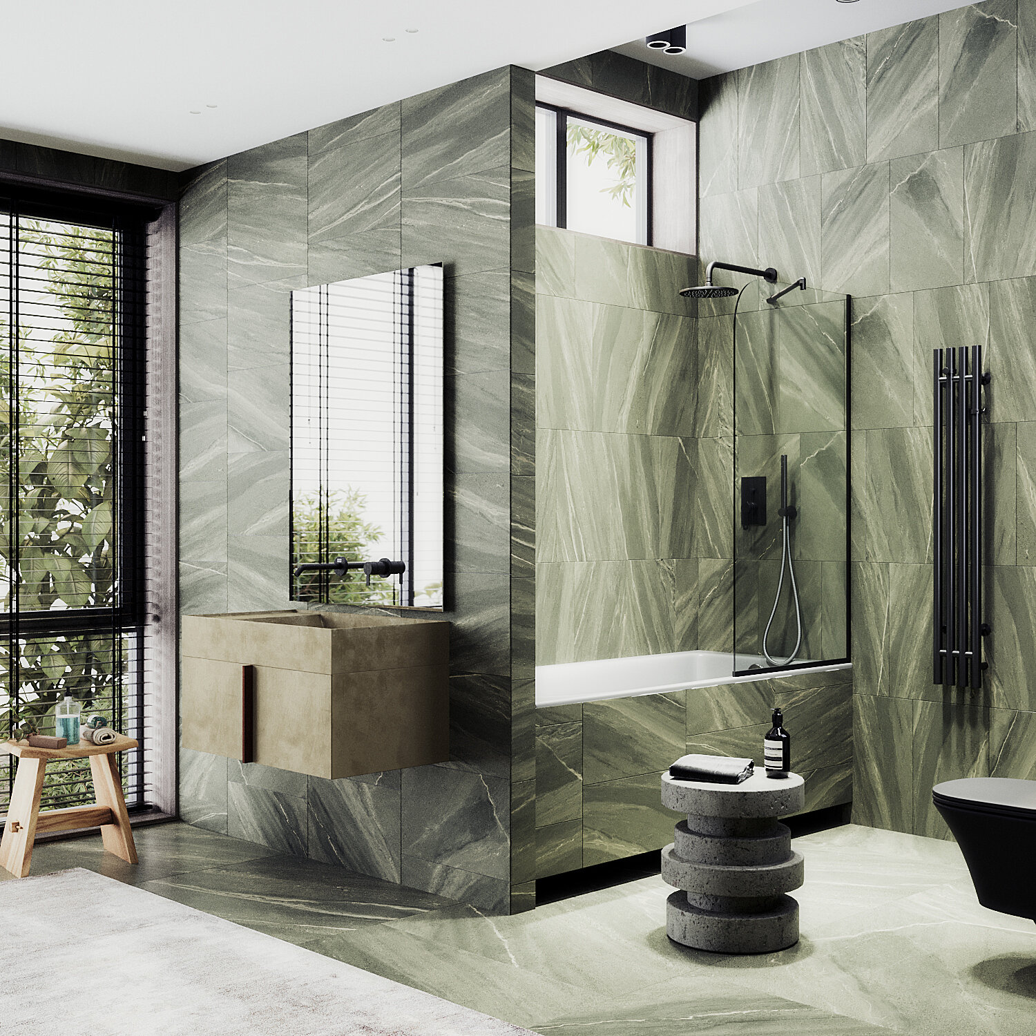 Шторка для ванны MaybahGlass 80х140 MGV-64-6у стекло прозрачное профиль черный 6975₽