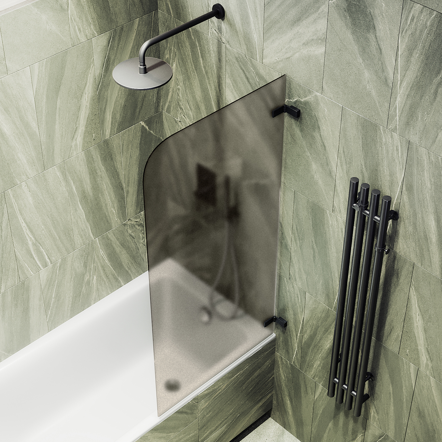 Шторка для ванны MaybahGlass 70х170 MGV-654-6 стекло бронза матовая, профиль черный - фото 2