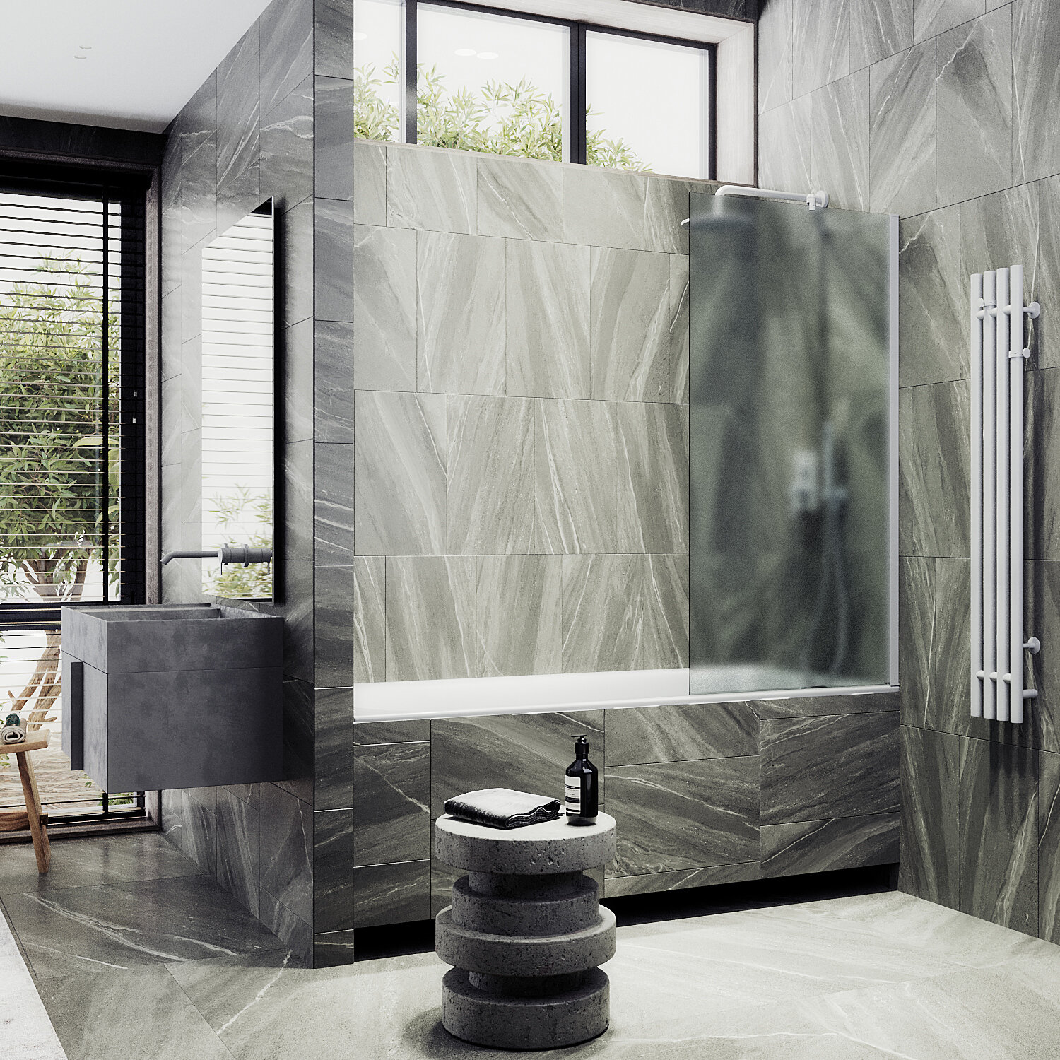 Шторка для ванны MaybahGlass 60х140 MGV-92-1ш стекло сатин профиль белый 7411₽