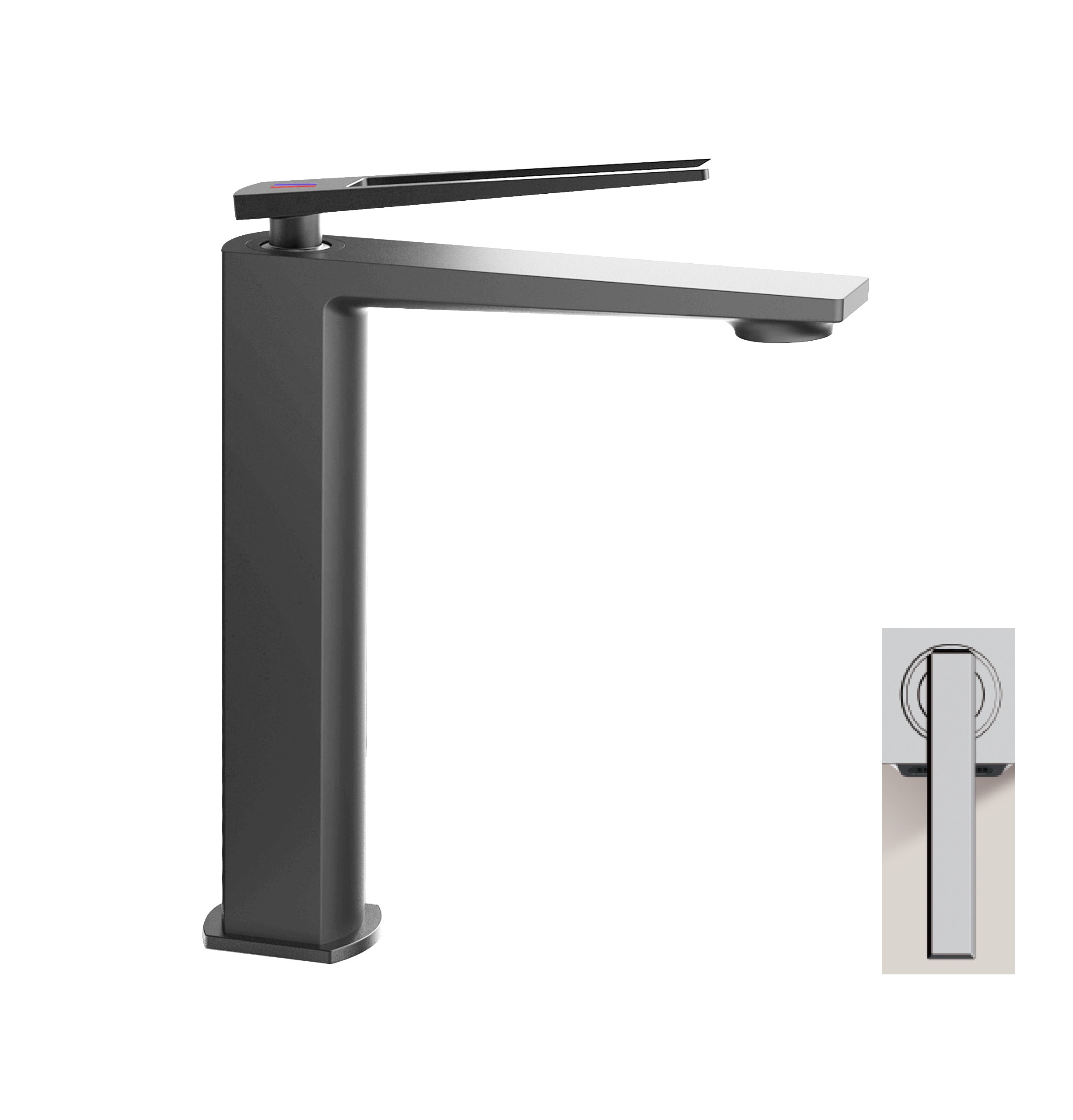 Смеситель для раковины Milleau ELEGANT ML6739223LH-GM Gun metal оружейный серый полуглянцевый 15278₽