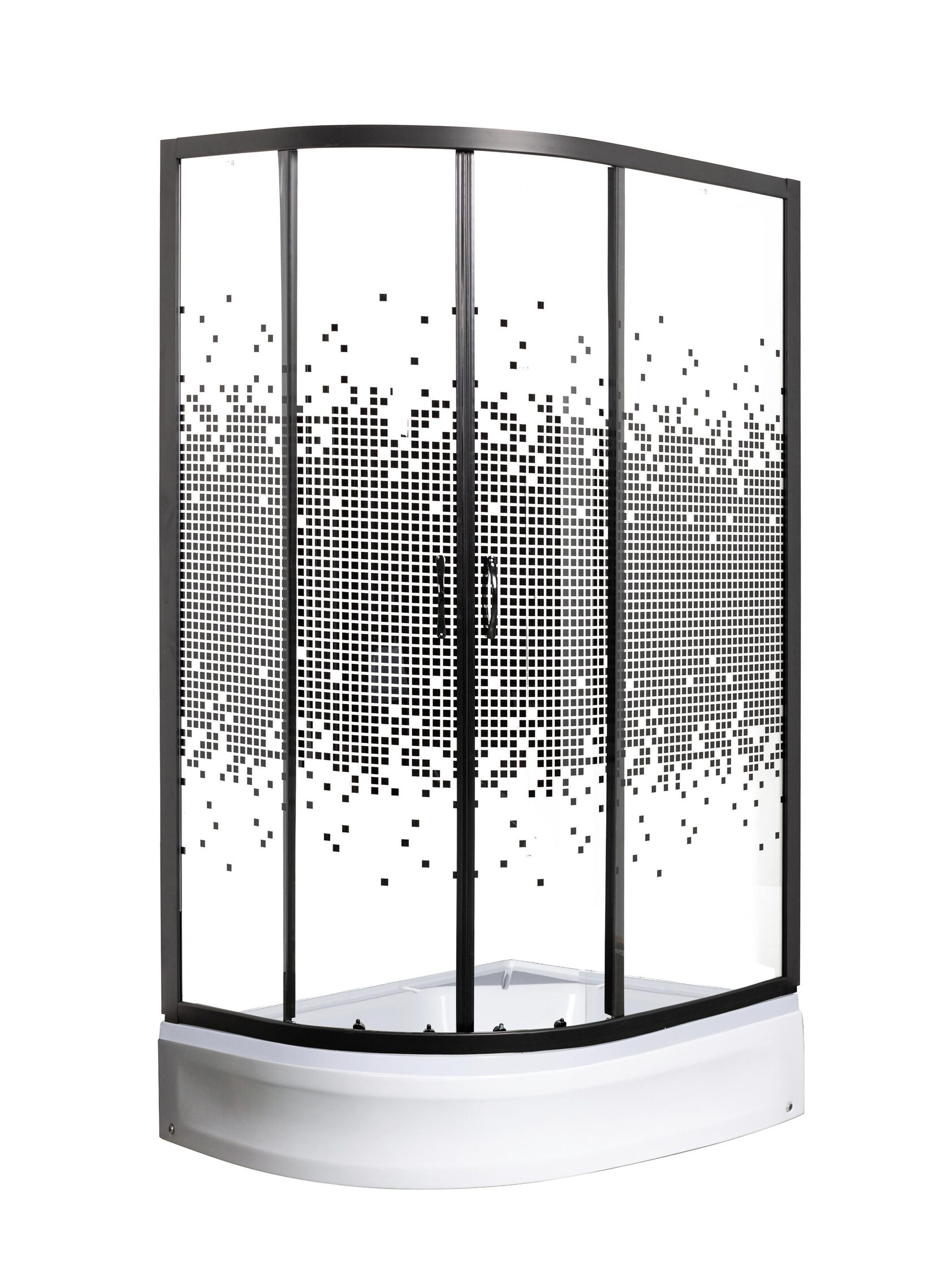 Душевой уголок Мономах 100x70 ДУ 10070180 МЗ BL LR универсальный без поддона стекло с рисунком профиль черный 12900₽
