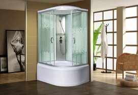 Душевая кабина Мономах XL 120/90/44 МЗ L профиль хром , стекло прозрачное с рисунком мозаика, левая