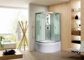 Душевая кабина Мономах XL Б/К 90/44 C МЗ стекло прозрачное с рисунком мозаика, профиль хром