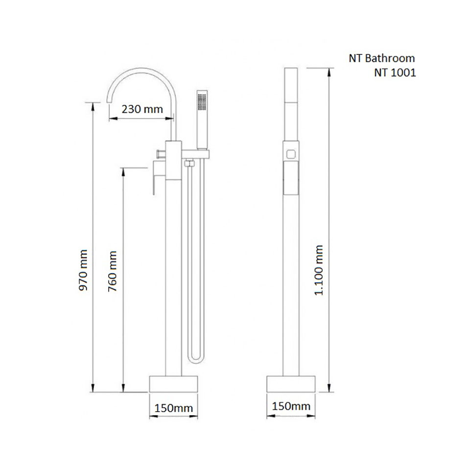 Напольный смеситель для ванны с душем NT Bagno NT1001 хром - фото 3