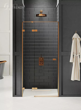 Душевая дверь в нишу New Trendy AVEXA COPPER BRUSHED 80x200 EXK-3531 стекло прозрачное, профиль брашированная медь