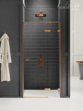 Душевая дверь в нишу New Trendy AVEXA COPPER BRUSHED 80x200 EXK-3532 стекло прозрачное, профиль брашированная медь