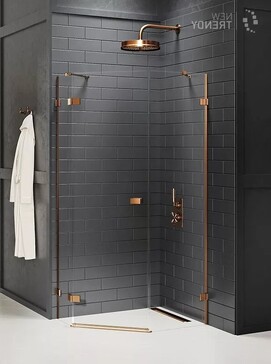 Душевой уголок New Trendy AVEXA Copper brushed 100x80 EXK-3826 стекло прозрачное, профиль брашированная медь