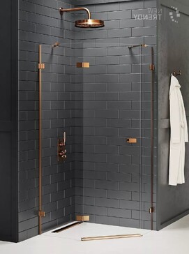 Душевой уголок New Trendy AVEXA Copper brushed 100x80 EXK-3827 стекло прозрачное, профиль брашированная медь