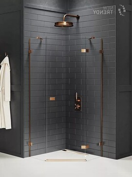Душевой уголок New Trendy AVEXA Copper brushed 80x80 EXK-3819 стекло прозрачное, профиль брашированная медь