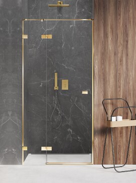 Душевая дверь в нишу New Trendy AVEXA GOLD SHINE 80x200 EXK-1630 стекло прозрачное, профиль золото