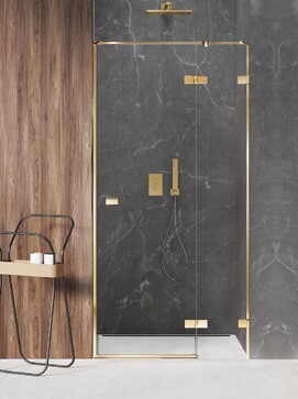 Душевая дверь в нишу New Trendy AVEXA GOLD SHINE 80x200 EXK-1631 стекло прозрачное, профиль золото