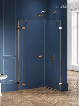 Душевой уголок New Trendy AVEXA Gold 100x80 EXK-3859 стекло прозрачное, профиль брашированное золото