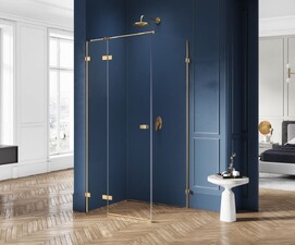 Душевой уголок New Trendy AVEXA Gold 120x80 EXK-1766 стекло прозрачное, профиль брашированное золото