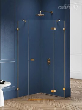 Душевой уголок New Trendy AVEXA Gold 80x80 EXK-3852 стекло прозрачное, профиль брашированное золото