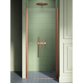 Душевая дверь в нишу New Trendy NEW SOLEO COPPER BRUSHED 80x195 D-0490A стекло прозрачное, профиль брашированная медь