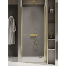 Душевая дверь в нишу New Trendy NEW SOLEO LIGHT GOLD 80x195 D-0451A стекло прозрачное, профиль светлое золото