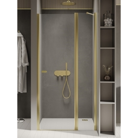 Душевая дверь в нишу New Trendy NEW SOLEO LIGHT GOLD 90x195 D-0482A стекло прозрачное, профиль светлое золото