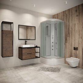 Фото Душевая кабина Niagara Classic 100x100 NG-3302G средний поддон, стекло матовое, профиль серебро