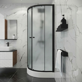 Фото Душевой уголок Niagara Eco 80х80 NG-003-14MT поддон в комплекте, стекло матовое, профиль черный матовый