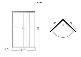Фото Душевой уголок Niagara Eco 80х80 NG-003-14MT поддон в комплекте, стекло матовое, профиль черный матовый