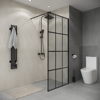 Душевые перегородки Niagara Eco 80x190 NG-552-80BLACK стекло в клетку, профиль черный