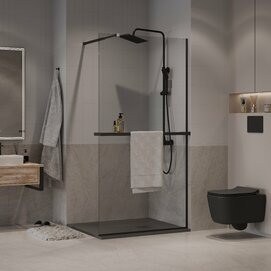 Душевая перегородка Walk In Niagara Nova 80x195 NG-670-80ВLACK стекло прозрачное, профиль черный матовый