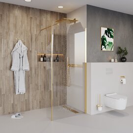 Душевая перегородка Niagara Nova 90х195 NG-644-90GOLD стекло прозрачное, профиль золото