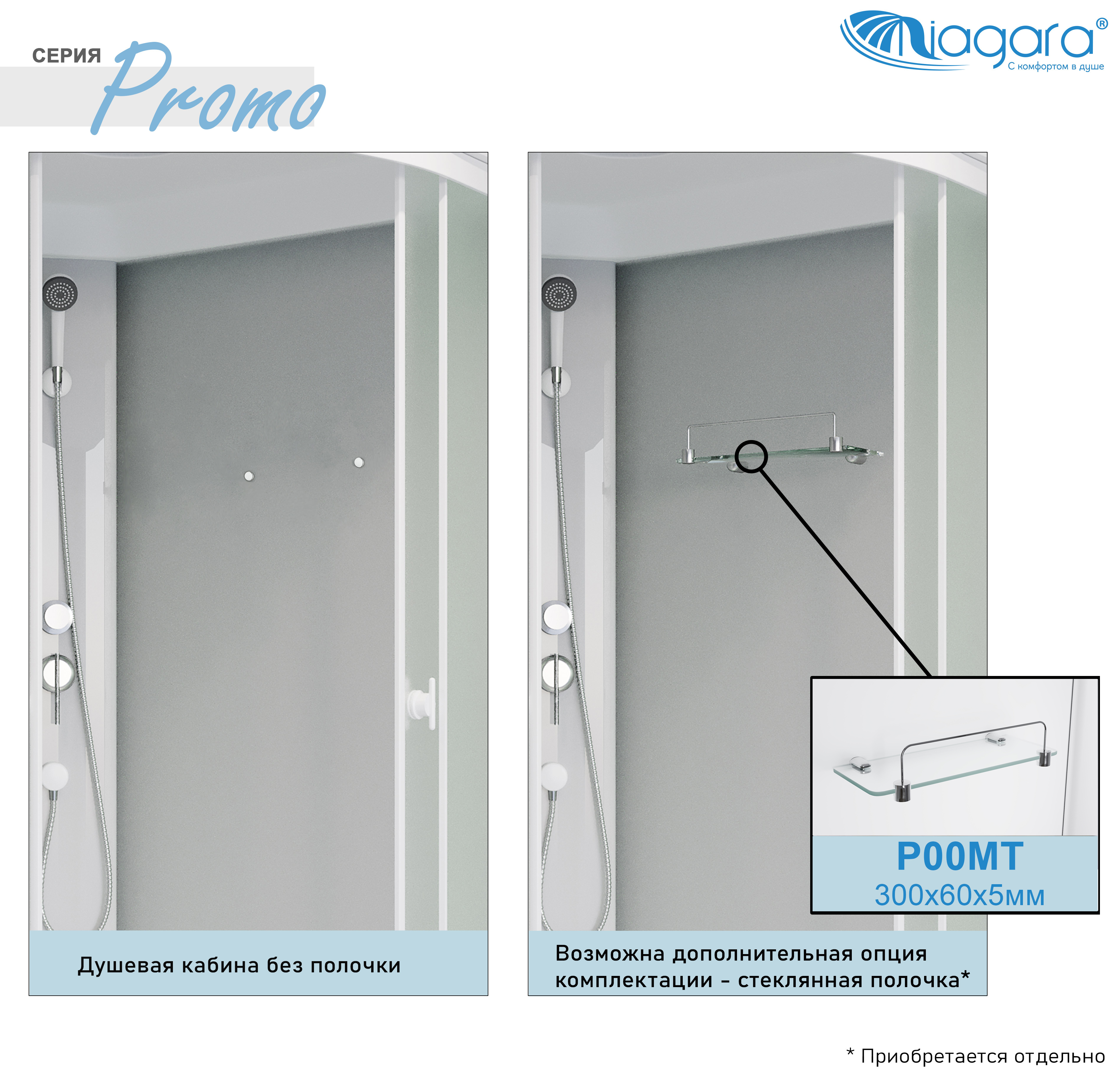 Душевая кабина Niagara Promo 120x80 P120/80/40L/MT стекло матовое, профиль белый, цвет матовый - фото 2