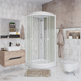 Фото Душевая кабина Niagara Promo 80x80 P80/13/MT поддон низкий, стекло матовое, профиль белый