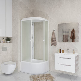 Фото Душевая кабина Niagara Promo 90x70 P90/70/40L/MT поддон высокий, стекло матовое, профиль белый