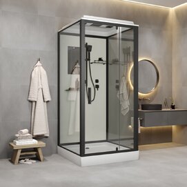 Душевой бокс Niagara Standart 80x80 ST80/15Q/BL стекло прозрачное, профиль черный матовый