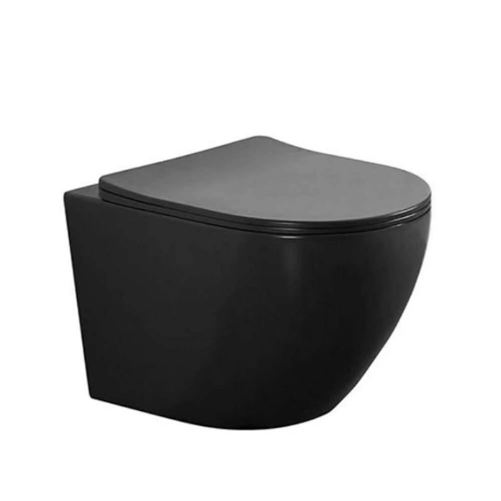 Подвесной унитаз Olive'S Plaza PL30117DP безободковый, сиденье микролифт, черный, цвет хром