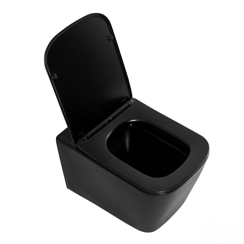 Подвесной унитаз Olive'S Porto PR30117DP безободковый, сиденье микролифт, черный, цвет хром - фото 2