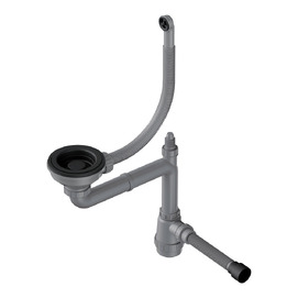 Сифон для мойки Omoikiri WK-1-R GB 40 мм, бутылочный, графит, нержавеющая сталь, с отводом для подключения бытов