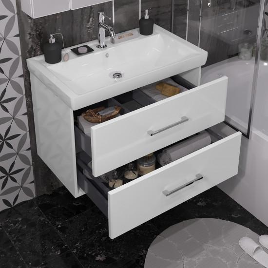 Мебель для ванной Opadiris Арабеско 80 см, подвесная белая, цвет белый 00-00005553 - фото 3